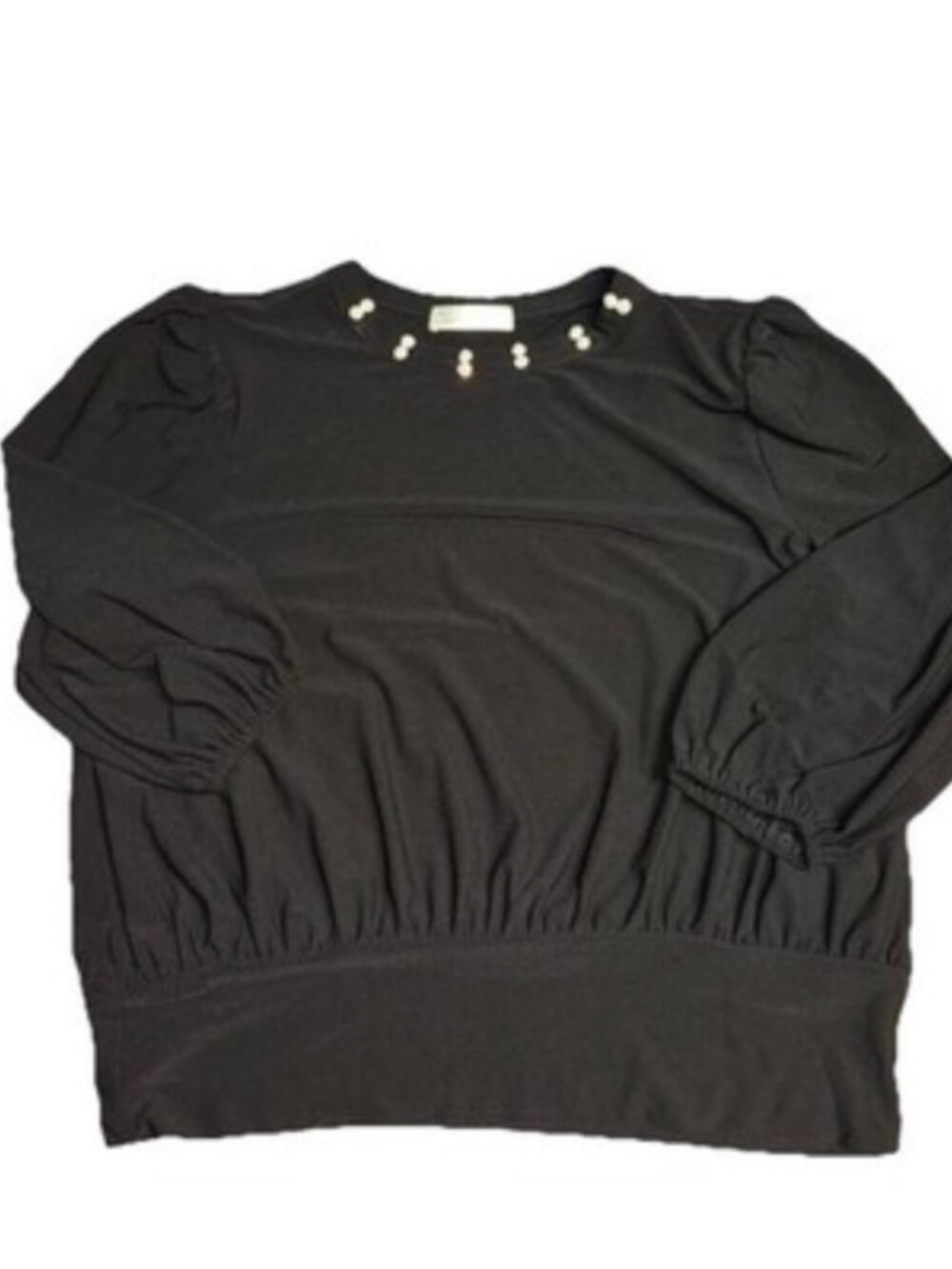 89th + Madison Black Pearl Embellished Blouse Small